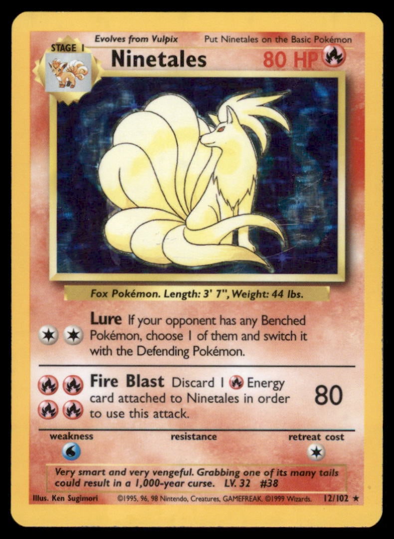 Ninetales Base Set #012/102 Holo Pokemon Card (1 of 2)