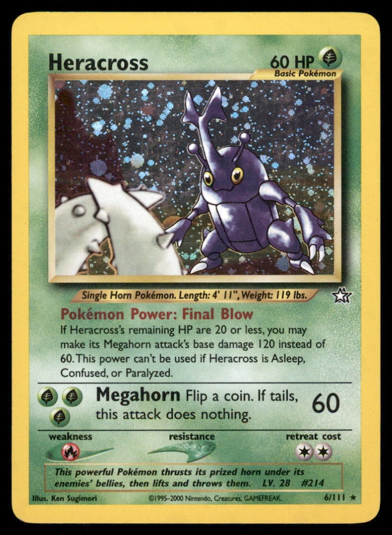 Heracross Neo Genesis #006/111 Holo Pokemon Card: We offer combined shipping on multiple items. Buyers may also arrange their own shipping. LiveShipping is a separate and independent option for shipping that is NOT a part of the auction house or thei