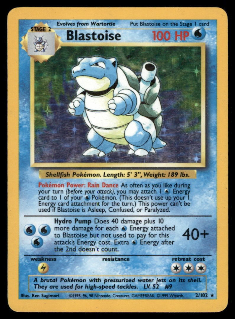 Blastoise Base Set #002/102 Holo Pokemon Card (1 of 2)