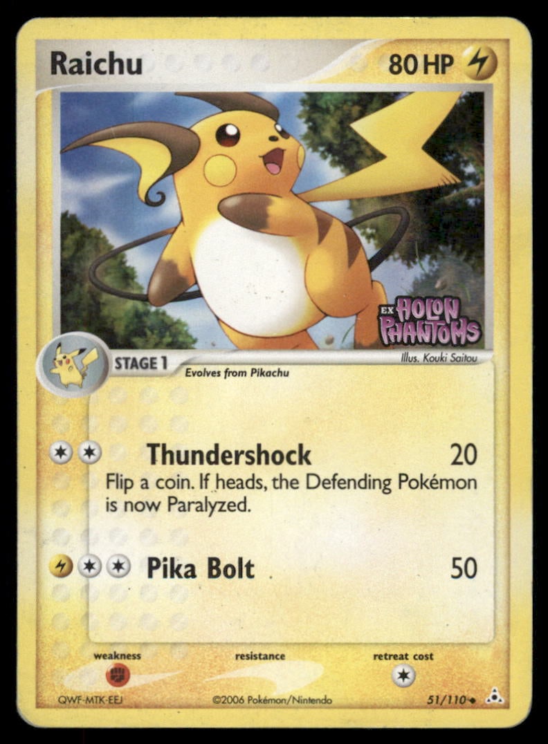 Raichu Stamped Holon Phantoms #51/110 Holo Pokemon Card: We offer combined shipping on multiple items. Buyers may also arrange their own shipping. LiveShipping is a separate and independent option for shipping that is NOT a part of the auction house or thei