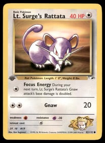 Lt. Surge's Rattata Gym Heroes #082/132 1st. ED. Pokemon Card