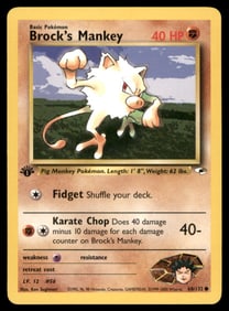 Brock's Mankey (68) Gym Heroes #068/132 1st. ED. Pokemon Card