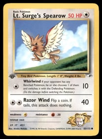 Lt. Surge's Spearow (83) Gym Heroes #083/132 1st. ED. Pokemon Card