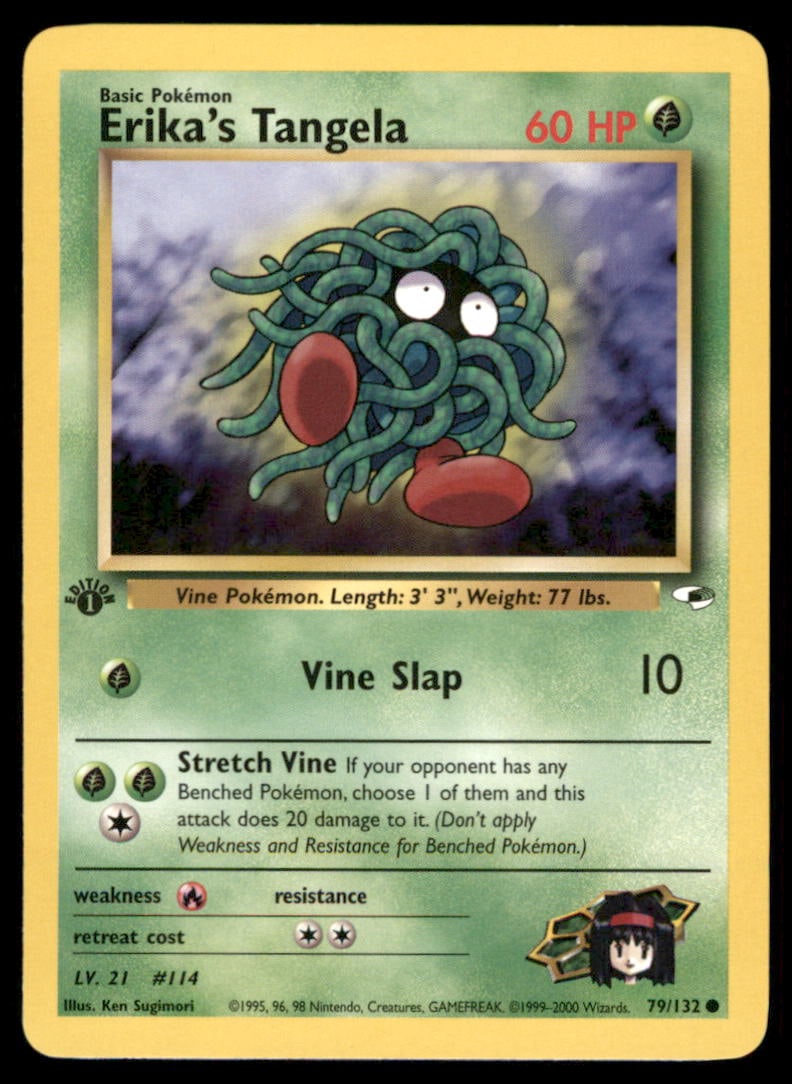 Erika's Tangela Gym Heroes #079/132 1st. ED. Pokemon Card: We offer combined shipping on multiple items. Buyers may also arrange their own shipping. LiveShipping is a separate and independent option for shipping that is NOT a part of the auction house or thei