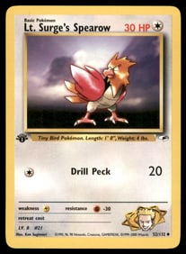 Lt. Surge's Spearow (52) Gym Heroes #052/132 1st. ED. Pokemon Card