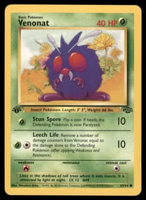 Venonat Jungle #63/64 1st. ED. Pokemon Card