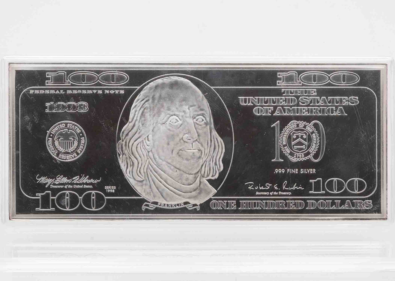 1998 One Hundred Dollar Bill 4oz Silver Bar (1 of 2)