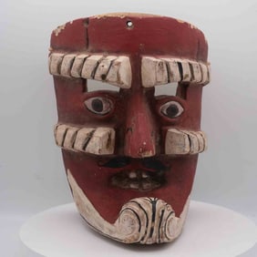 Old Mexican Wood Moros Chinos Masks