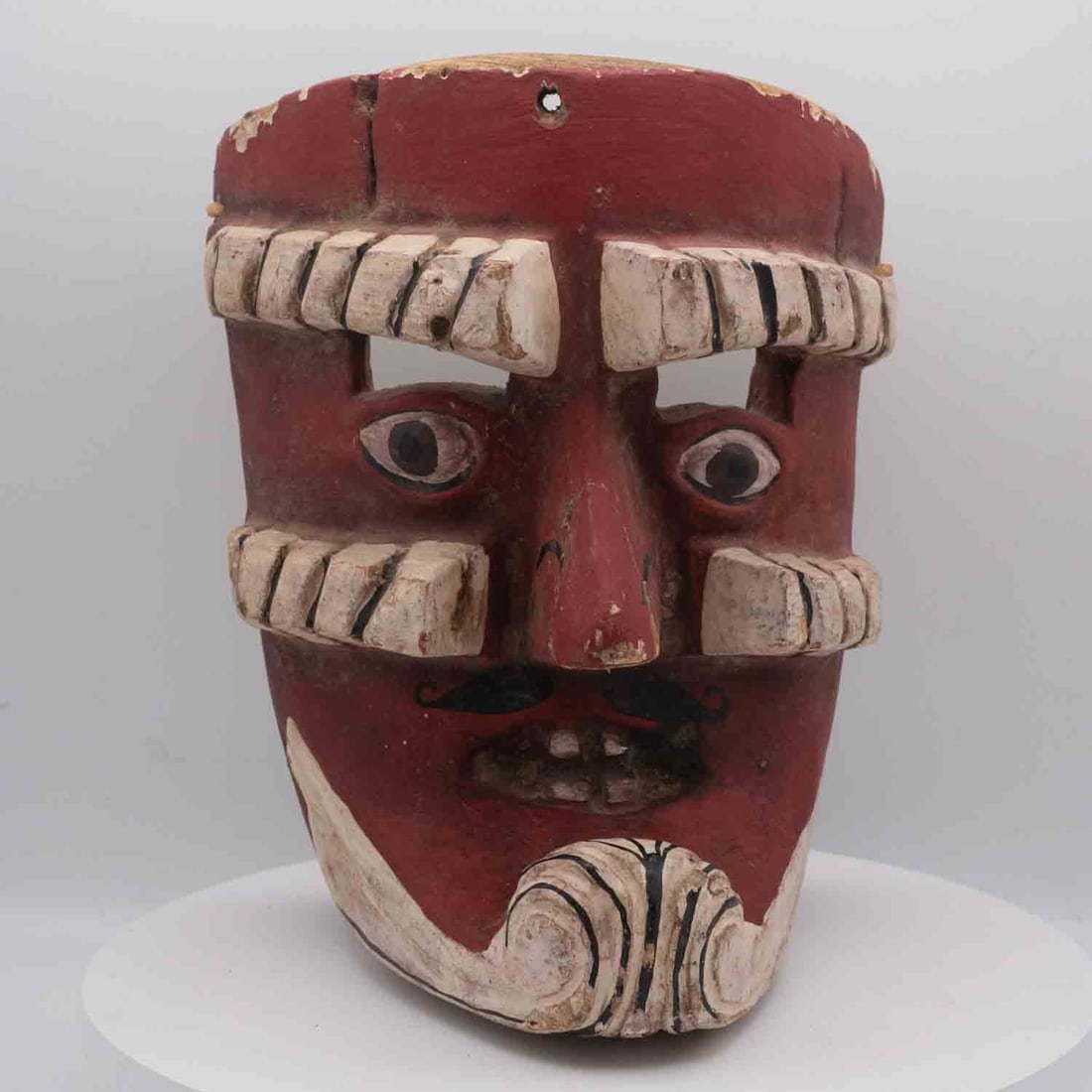 Old Mexican Wood Moros Chinos Masks: Medium: WoodSize: 7.5x5.5x6 inchesAge/Detail: Old MexicanCondition: great overall, check photo for condition reference.Provenance:Collection from Estate in TribeccaLiveShipping is NOT a part of the au