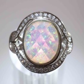 Large Opal On Ring Setting