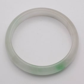 Chinese Carved Green Jade Bangle