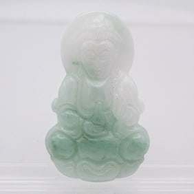 Old Chinese Natural Jadeite Guanyin Pendant