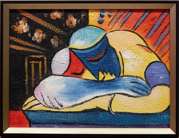 After Picasso Acrylic On Canvas "Rest"