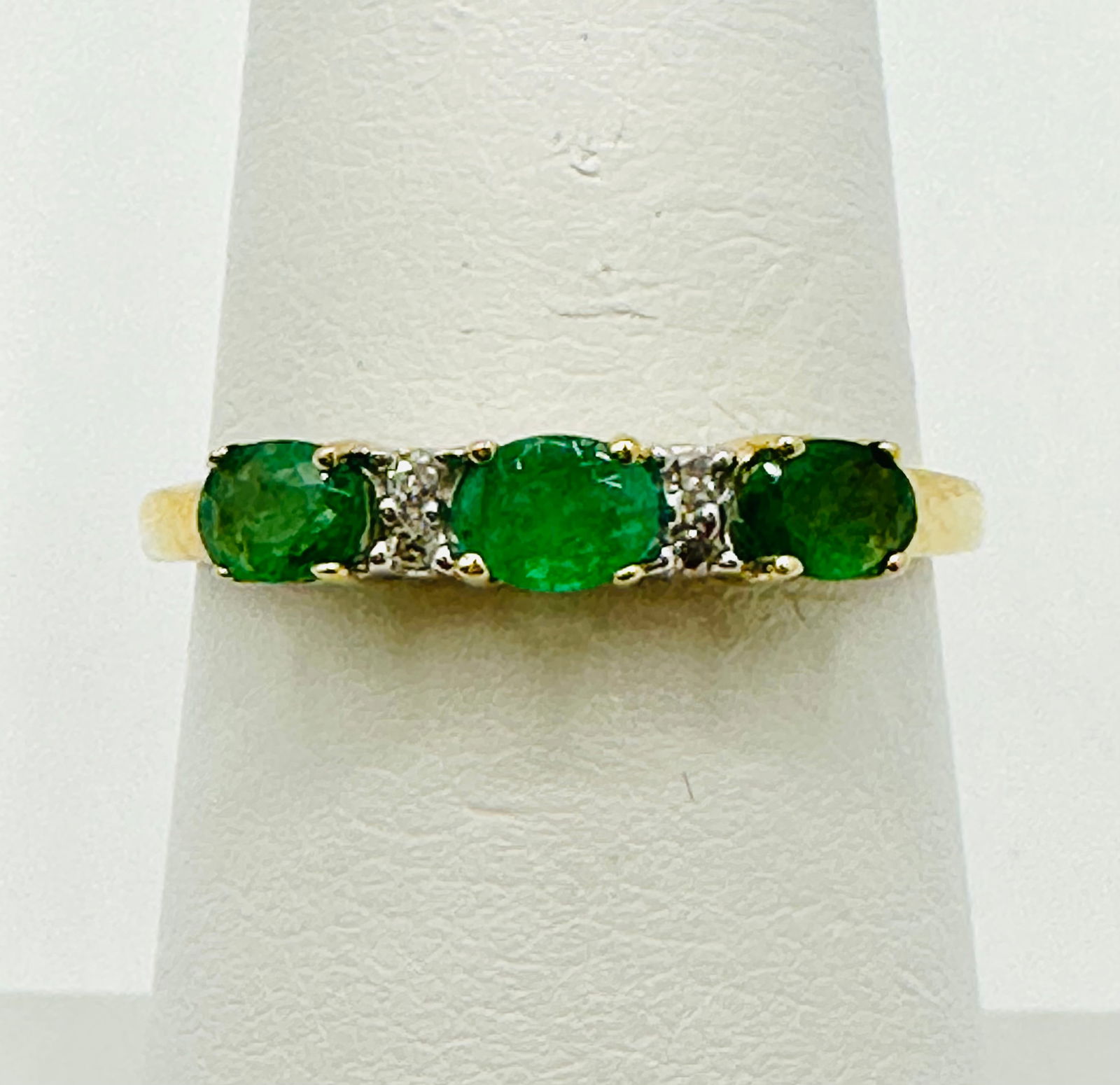 Natural Emerald and Diamond Ring,14KT Yellow Gold # 2773 (1 of 4)