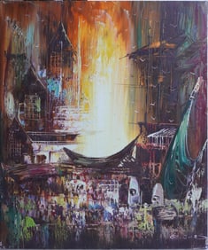 Whispers of the Old City Oil Painting on Canvas