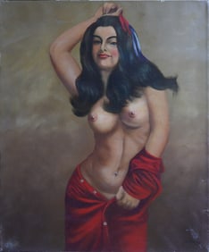Nude Portrait of Woman Oil Painting on Canvas