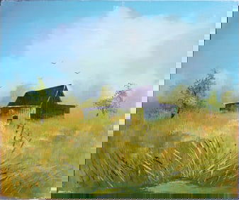 Barn in The Fields Oil Painting on Canvas