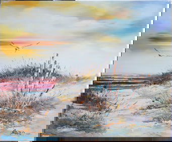 Sunset Over The Dunes Oil on Canvas Painting