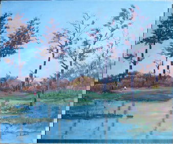 Summer Lake Oil on Canvas Painting