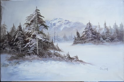 Winter Foresr Oil on Canvas Painting