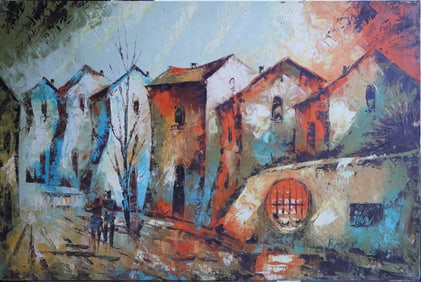 Hidden Village Oil on Canvas Painting