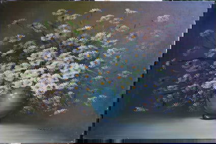 Still Life Flowers Oil on Canvas Painting