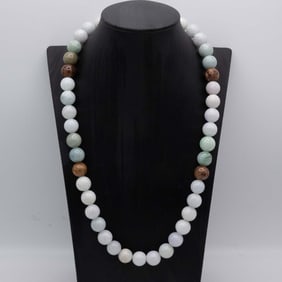Chinese Natural Jadeite Bead Necklace
