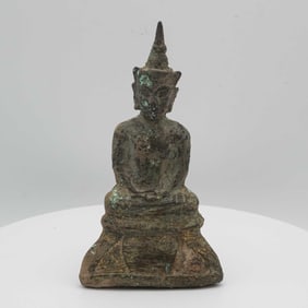 Antique South East Asia Bronze Sitting Buddha Figure