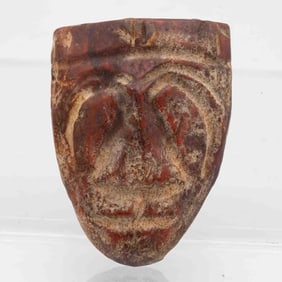 Antique Chinese Hongshan Culture Jade Man Face Pendant