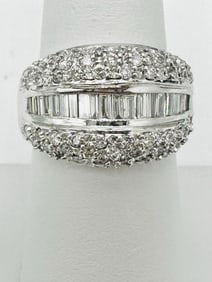 14KT White Gold Natural Diamond Wide Band # 2051