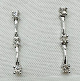 14KT White Gold Pair of Natural Diamond drops Earrings # 2075