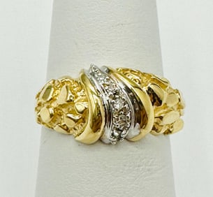 14KT Yellow Gold Natural Diamond Nuggets Ring # 2080