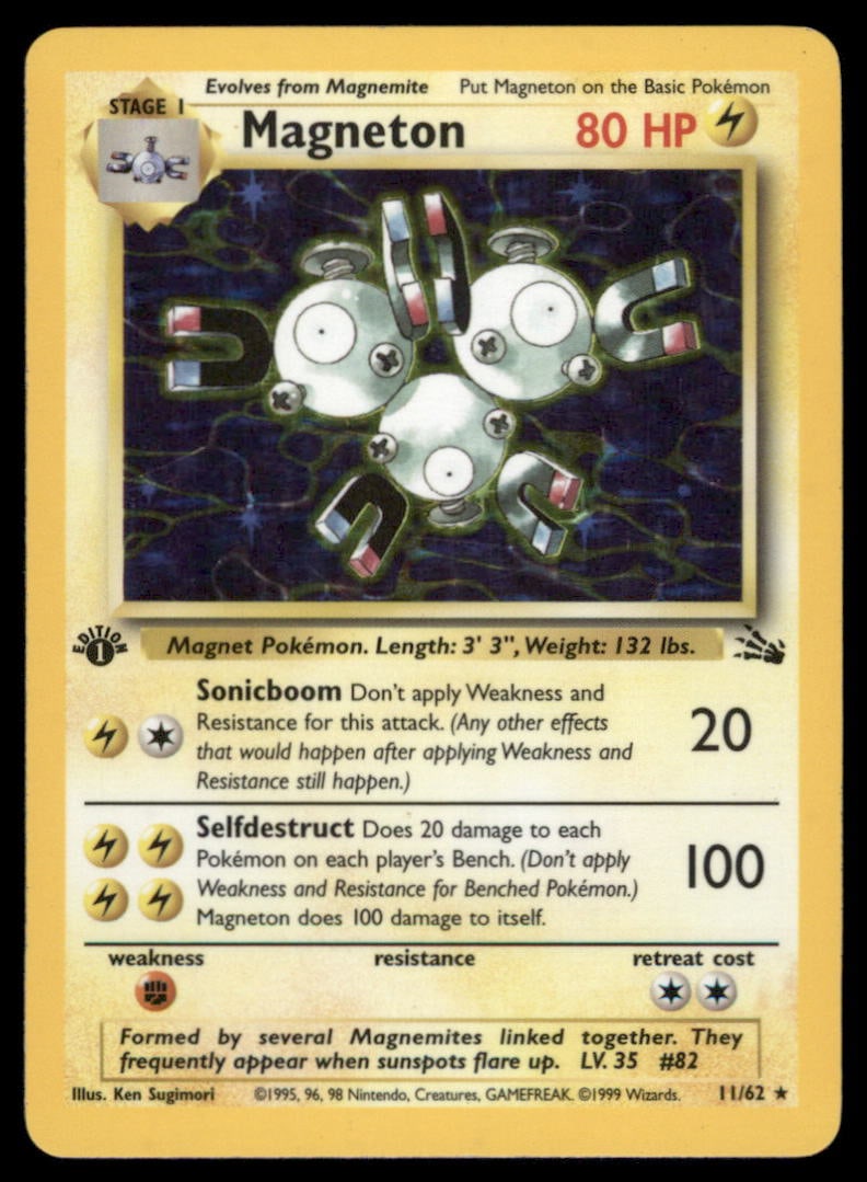 Magneton 1st ED. Fossil #11/62 Holo Pokemon Card: We offer combined shipping on multiple items. Buyers may also arrange their own shipping. LiveShipping is a separate and independent option for shipping that is NOT a part of the auction house or thei