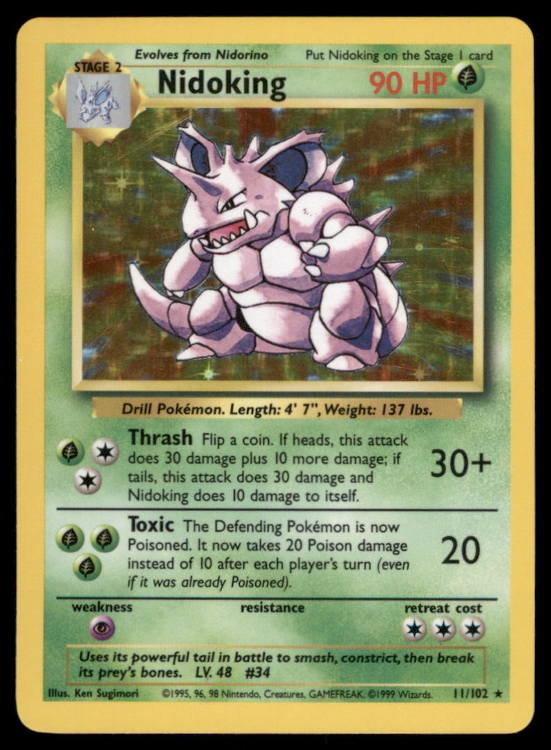 Nidoking Base Set #011/102 Holo Pokemon Card (1 of 2)