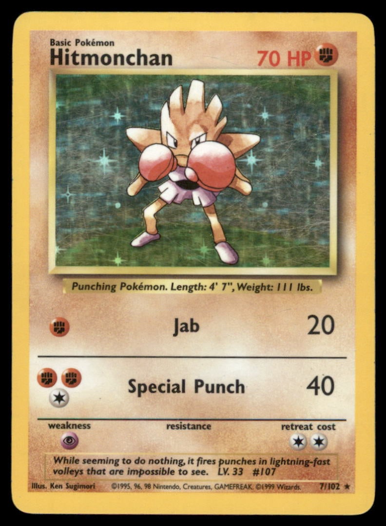 Hitmonchan Base Set #007/102 Holo Pokemon Card (1 of 2)
