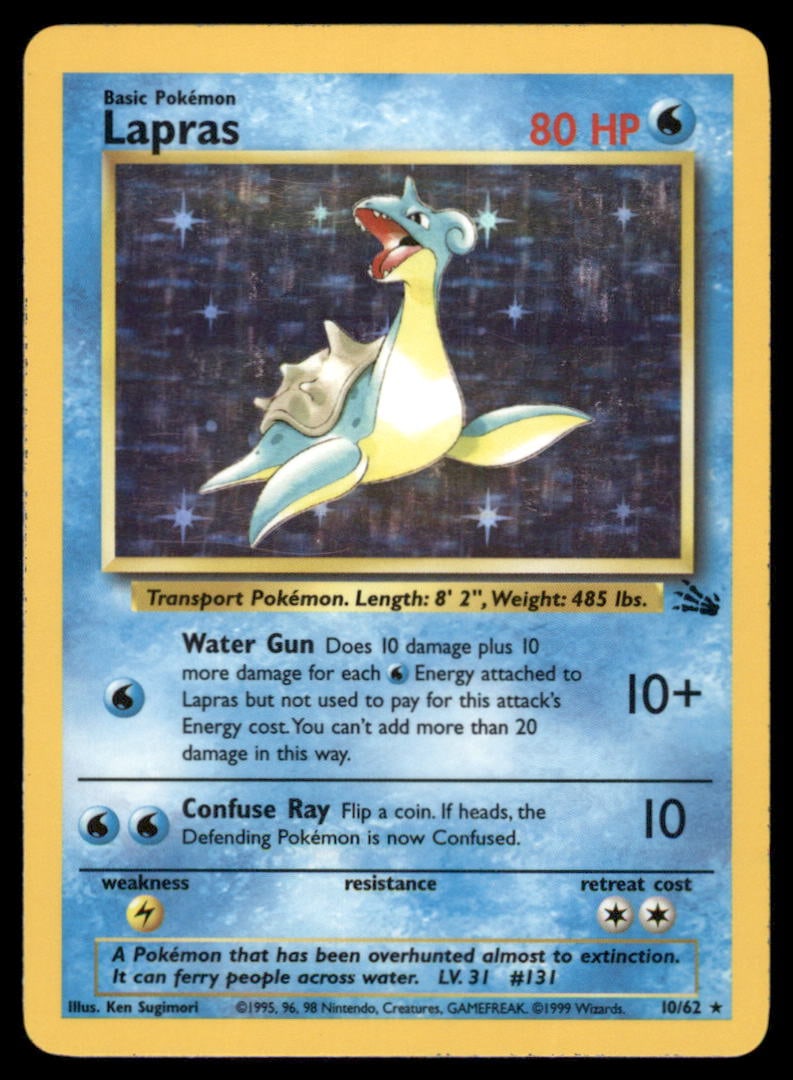 Lapras (10) Fossil #10/62 Holo Pokemon Card: We offer combined shipping on multiple items. Buyers may also arrange their own shipping. LiveShipping is a separate and independent option for shipping that is NOT a part of the auction house or thei