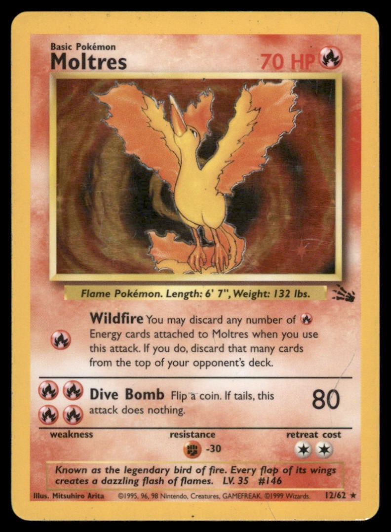 Moltres (12) Fossil #12/62 Holo Pokemon Card: We offer combined shipping on multiple items. Buyers may also arrange their own shipping. LiveShipping is a separate and independent option for shipping that is NOT a part of the auction house or thei
