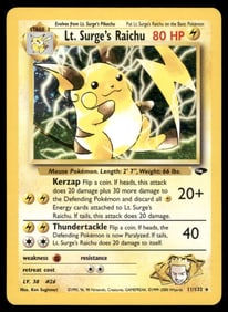 Lt. Surge's Raichu Gym Challenge #011/132 Holo Pokemon Card