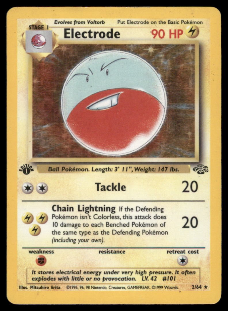 Electrode 1st ED. Jungle #02/64 Holo Pokemon Card: We offer combined shipping on multiple items. Buyers may also arrange their own shipping. LiveShipping is a separate and independent option for shipping that is NOT a part of the auction house or thei