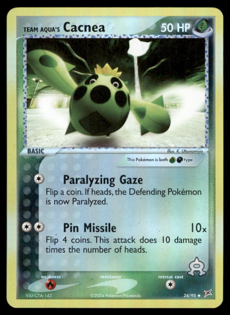 Team Aqua's Cacnea Team Magma vs Team Aqua #24/95 Holo Pokemon Card (1 of 2)
