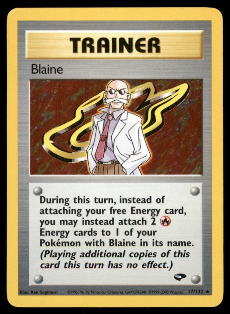 Blaine (17) Gym Challenge #017/132 Holo Pokemon Card: We offer combined shipping on multiple items. Buyers may also arrange their own shipping. LiveShipping is a separate and independent option for shipping that is NOT a part of the auction house or thei