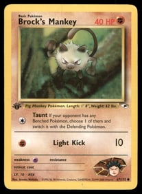 Brock's Mankey (67) Gym Heroes #067/132 1st. ED. Pokemon Card