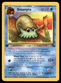 Omanyte Fossil #52/62 1st. ED. Pokemon Card