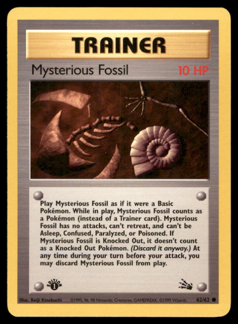Mysterious Fossil Fossil #62/62 1st. ED. Pokemon Card: We offer combined shipping on multiple items. Buyers may also arrange their own shipping. LiveShipping is a separate and independent option for shipping that is NOT a part of the auction house or thei