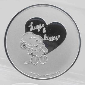 2022 Peanuts Snoopy Hugs And Kisses 1oz Silver Coin
