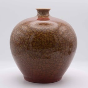 Anqitue Chinese Jun Style Flambe Porcelain Zhadou Vase