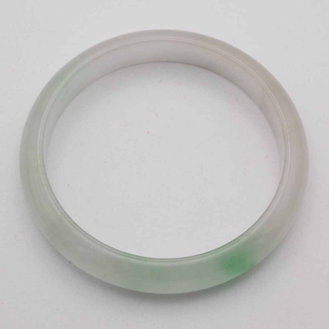 Chinese Carved Green Jade Bangle: Medium: Green Jade Size: 2.4 inches inner diameter Age/Detail: Chinese Carved Condition: great overall, check photo for condition reference. Provenance: Collection from Estate in Tribecca LiveShipping