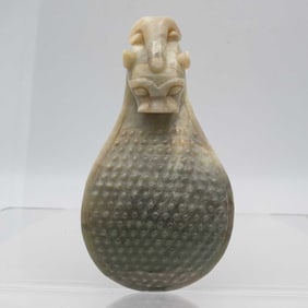 Old Chinese Carved Jade Large Dragon Belt Buckle