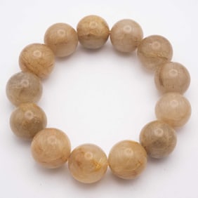 Chinese Golden Rutilated Quartz Bead Bracelet