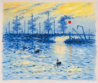 After Claude Monet Acrylic On Canvas "Impression"